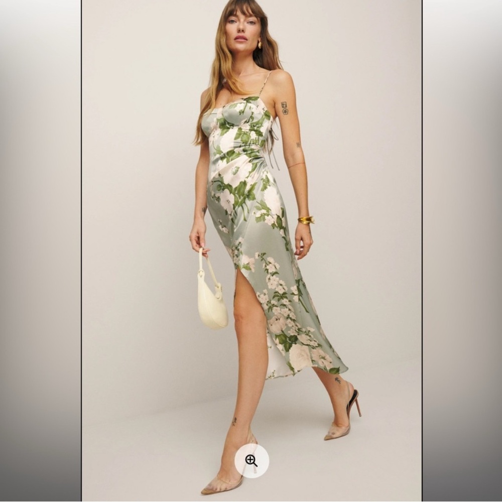 Reformation Silk Green Dress